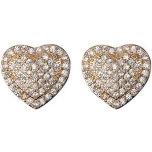 Gold and Silver Heart Stud Earrings